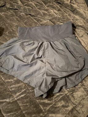 Free People Navy Blue Athletic Shorts with High Ribbed Waistband